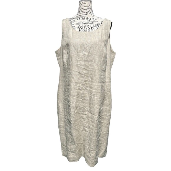 Valerie Stevens Pure Linen Maxi Dress16 TanTwo Layers Lagenlook Coastal Boho